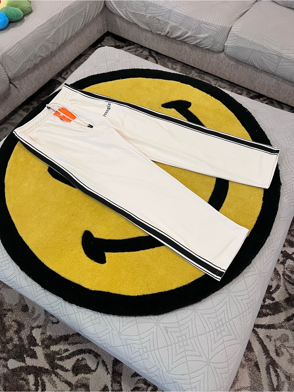 YoungLA off white Track Pants with Black Side Stripes